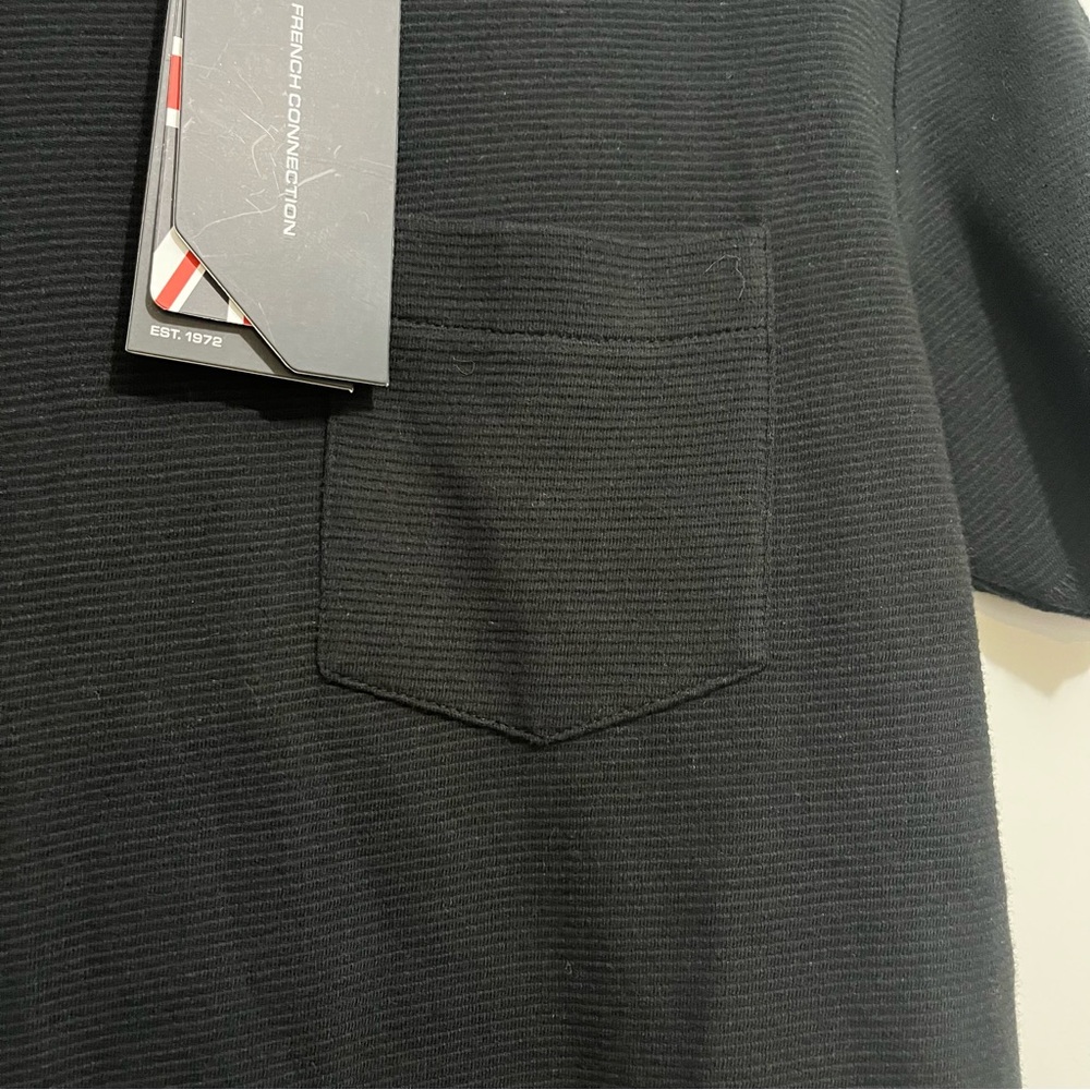 French Connection Black Ribbed Short Sleeve Crew Neck Shirt Mens Small - Picture 3 of 11